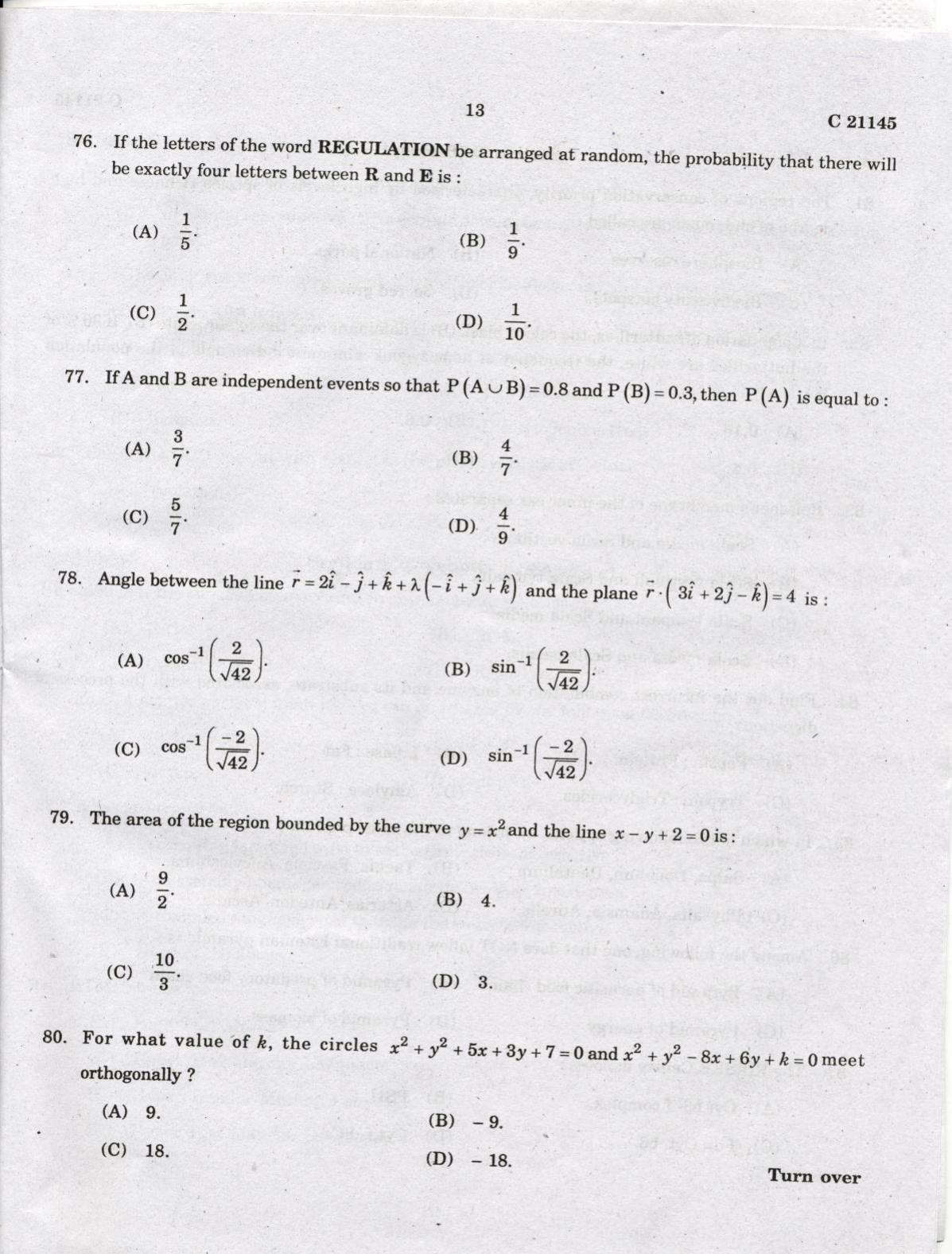 CUCAT 2022 Integrated M.Sc.Physics/Chemistry Question Paper - Page 13