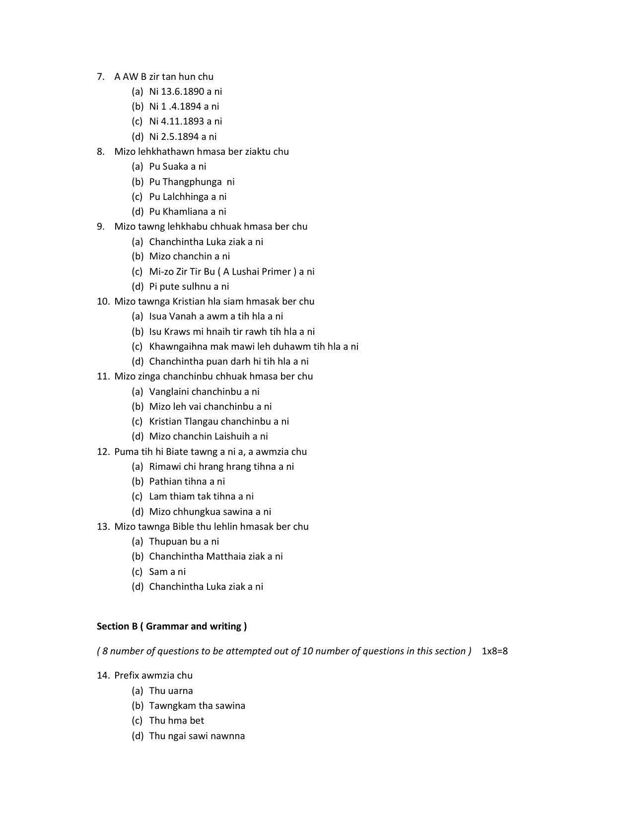 CBSE Class 12th Mizo Sample Question Paper 2021-22 - Page 2