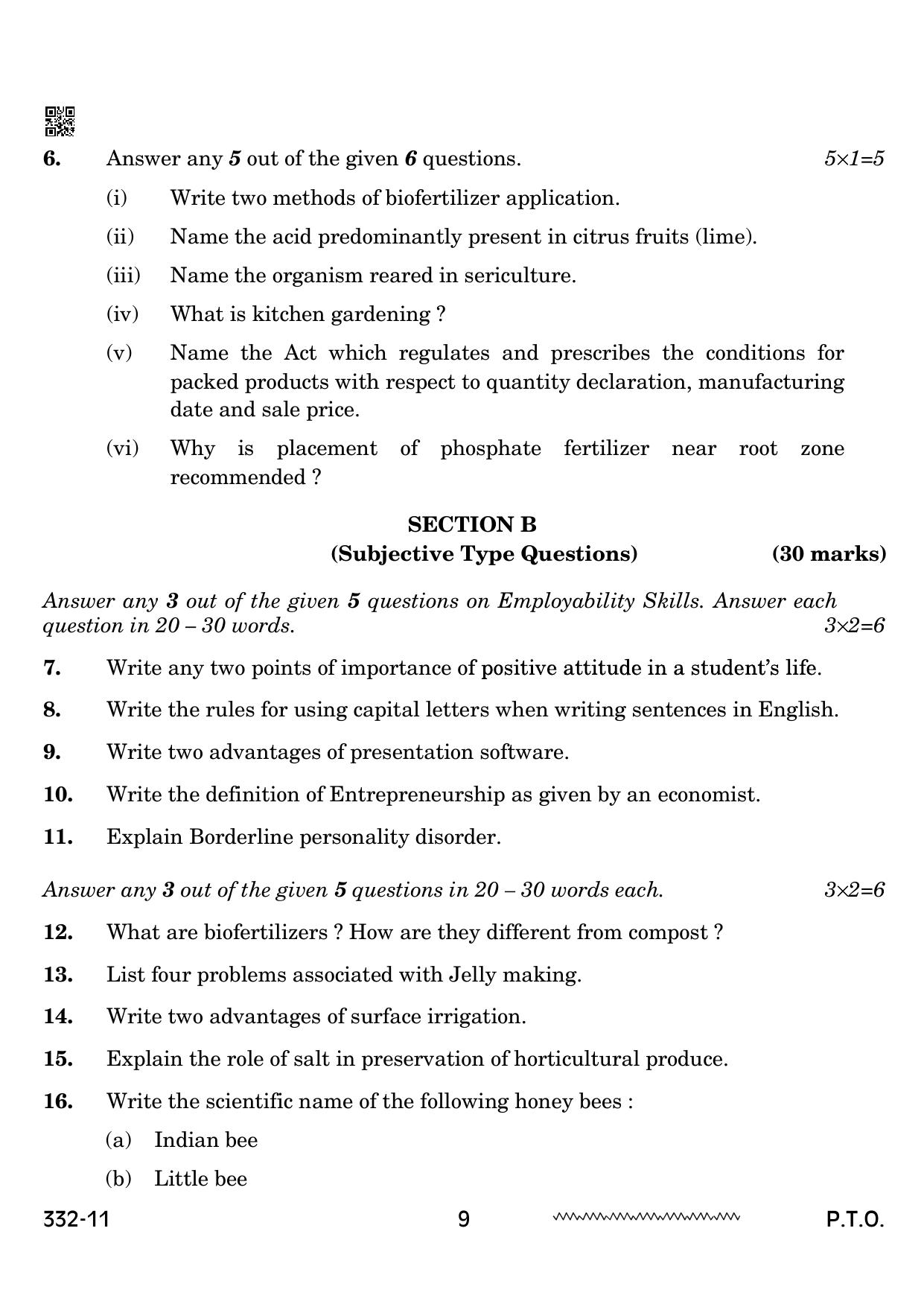 CBSE Class 12 Agriculture 2024 Question Paper - Page 9