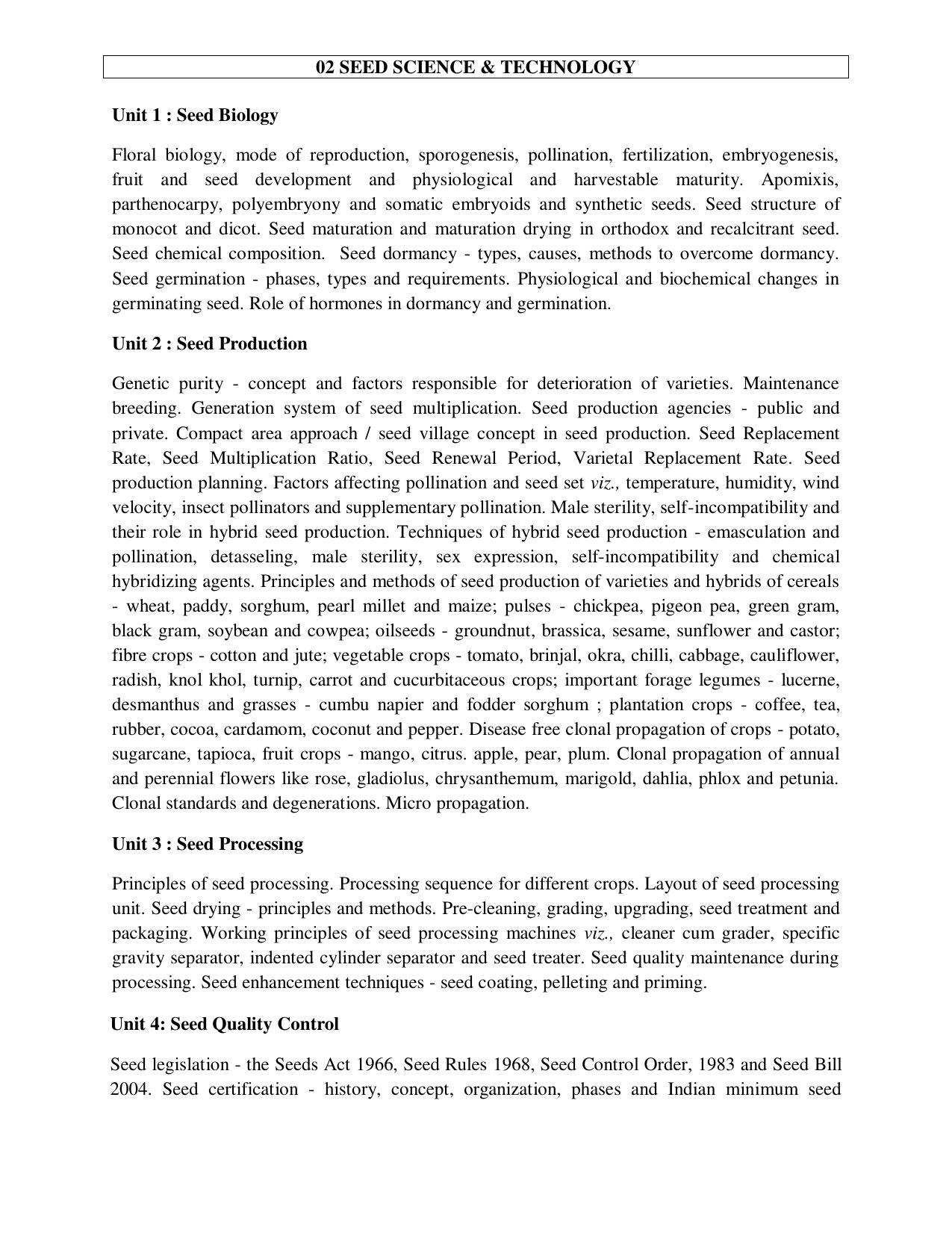 ICAR AICE-JRF/SRF (PhD) Syllabus - Page 4