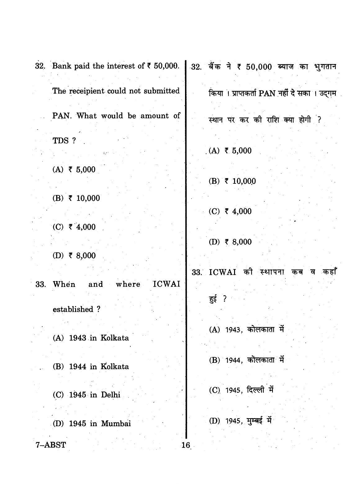 URATPG 2015 ABST Question Paper - Page 16