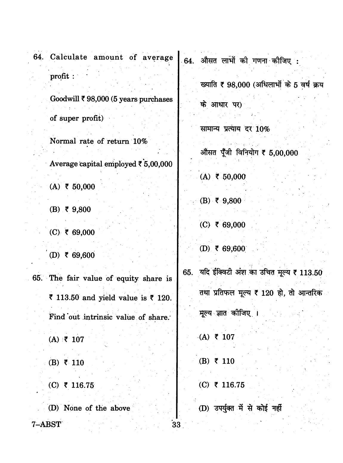 URATPG 2015 ABST Question Paper - Page 33
