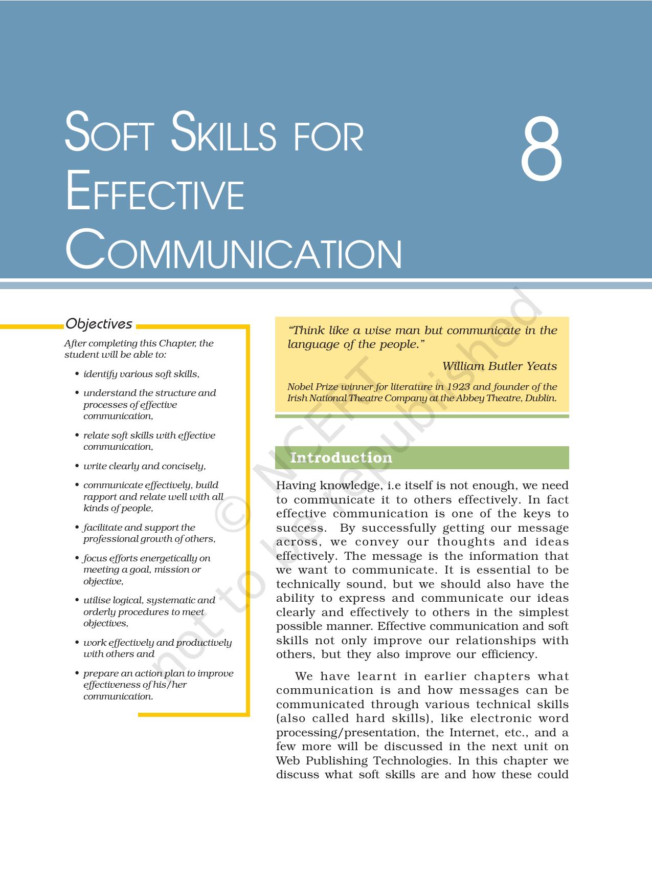 NCERT Book for Class 11 Computers Chapter 8 Soft Skills for Effective Communication - Page 1