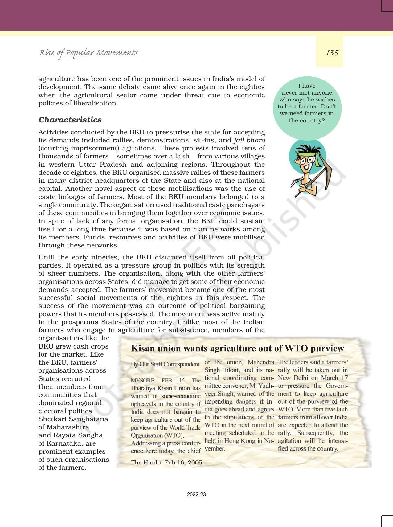 NCERT Book for Class 12 Political Science (Politics In India Since Independence) Chapter 7 Rise of Popular Movements - Page 8