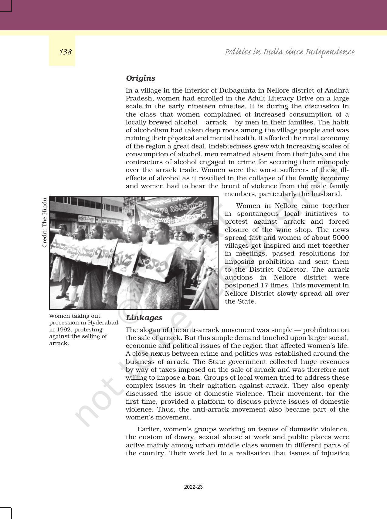 NCERT Book for Class 12 Political Science (Politics In India Since Independence) Chapter 7 Rise of Popular Movements - Page 11
