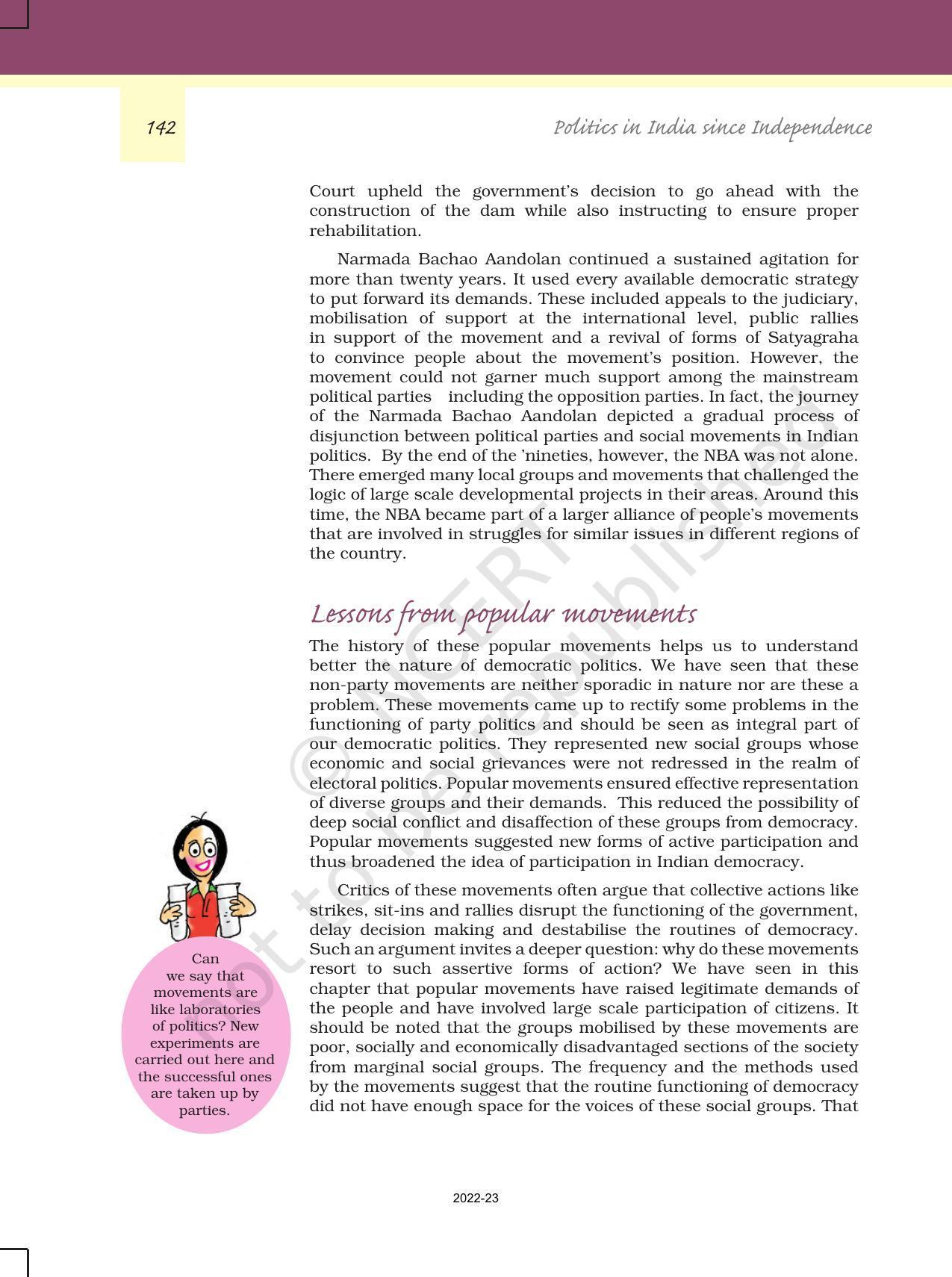 NCERT Book for Class 12 Political Science (Politics In India Since Independence) Chapter 7 Rise of Popular Movements - Page 15