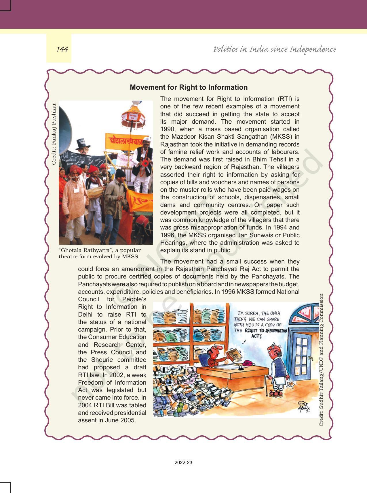 NCERT Book for Class 12 Political Science (Politics In India Since Independence) Chapter 7 Rise of Popular Movements - Page 17