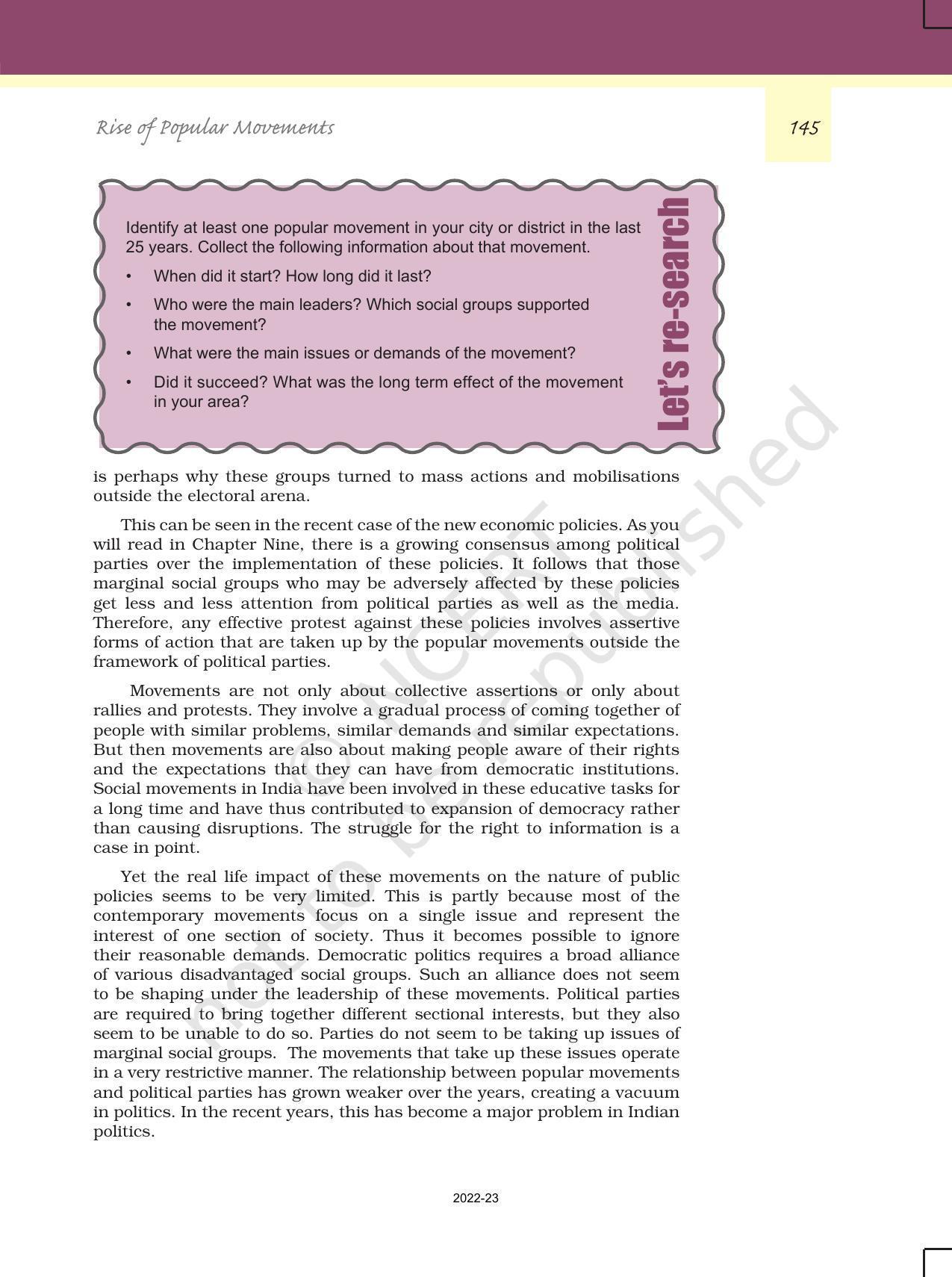 NCERT Book for Class 12 Political Science (Politics In India Since Independence) Chapter 7 Rise of Popular Movements - Page 18