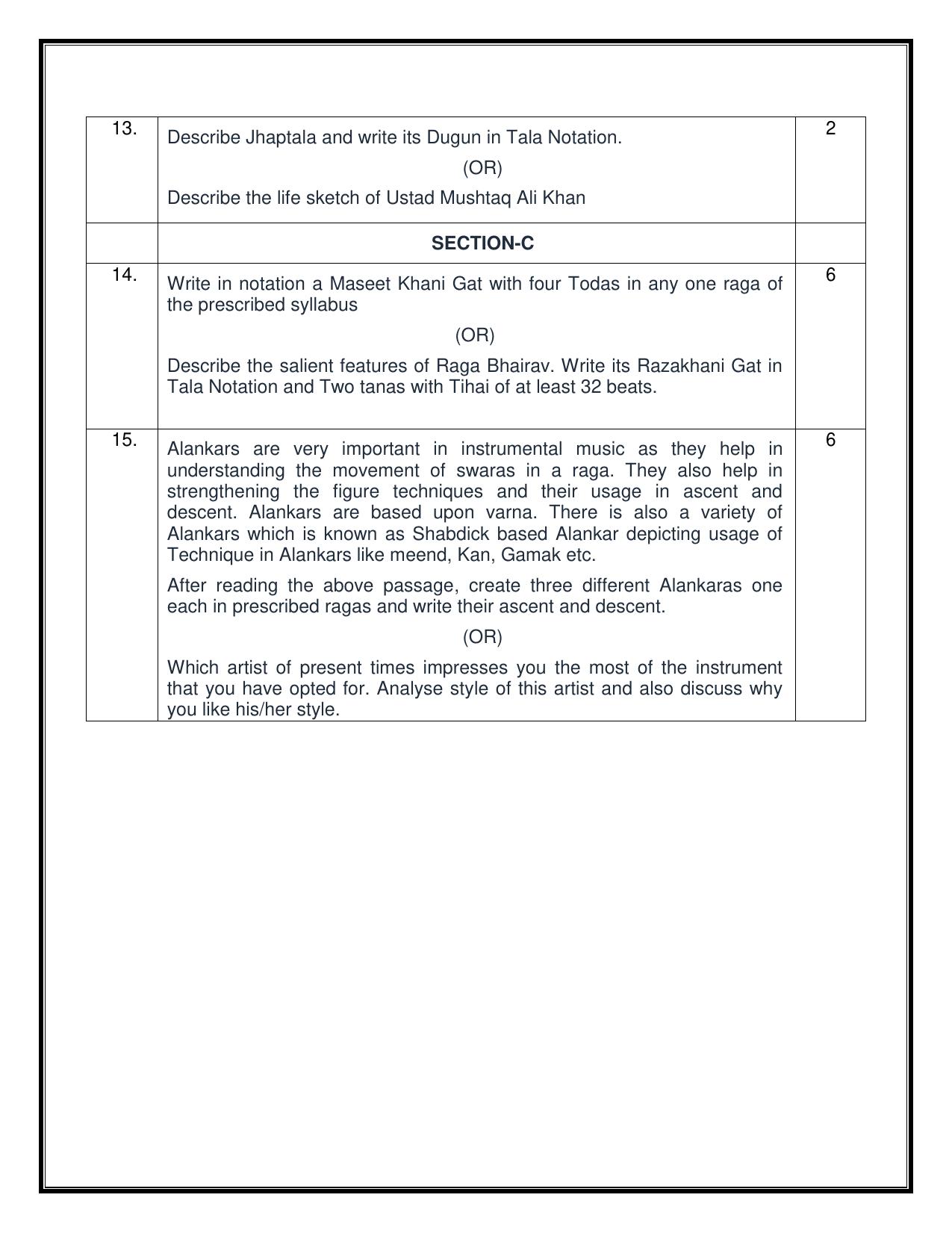CBSE Class 12 Hindustani Music (Melodic) Sample Question Paper 2024-25 - Page 4