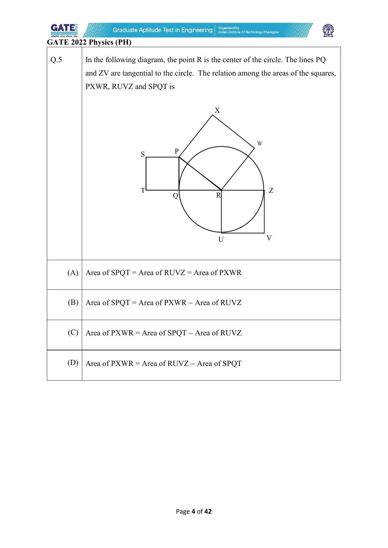 GATE 2022 Physics (PH) Question Paper - Page 4