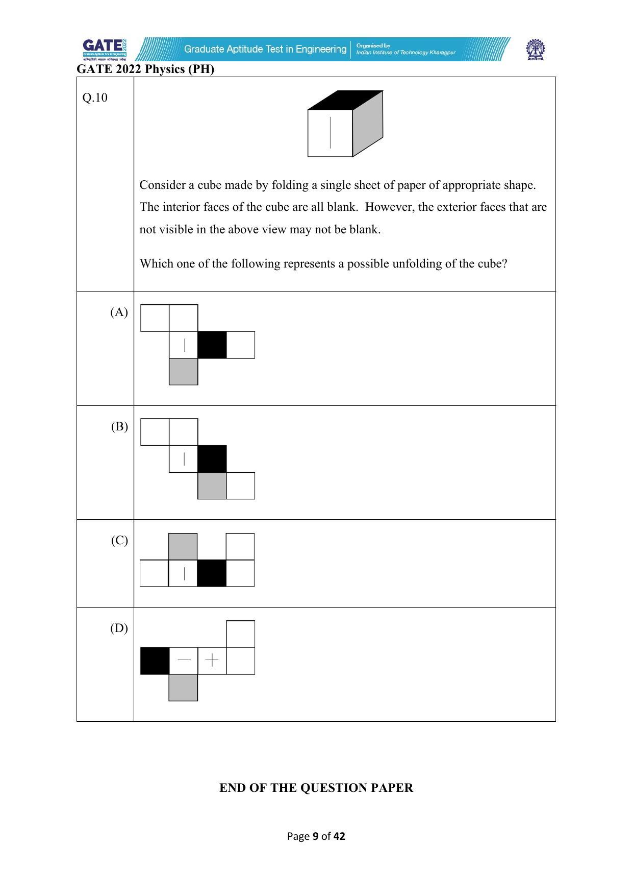 GATE 2022 Physics (PH) Question Paper - Page 9