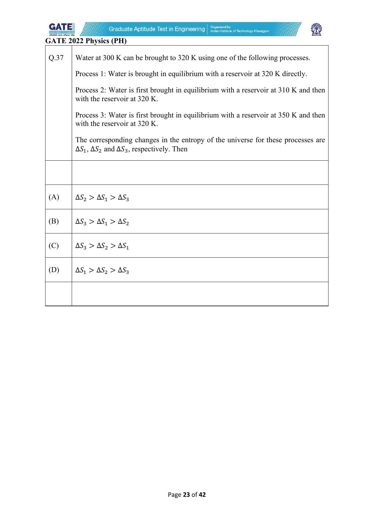 GATE 2022 Physics (PH) Question Paper - Page 23
