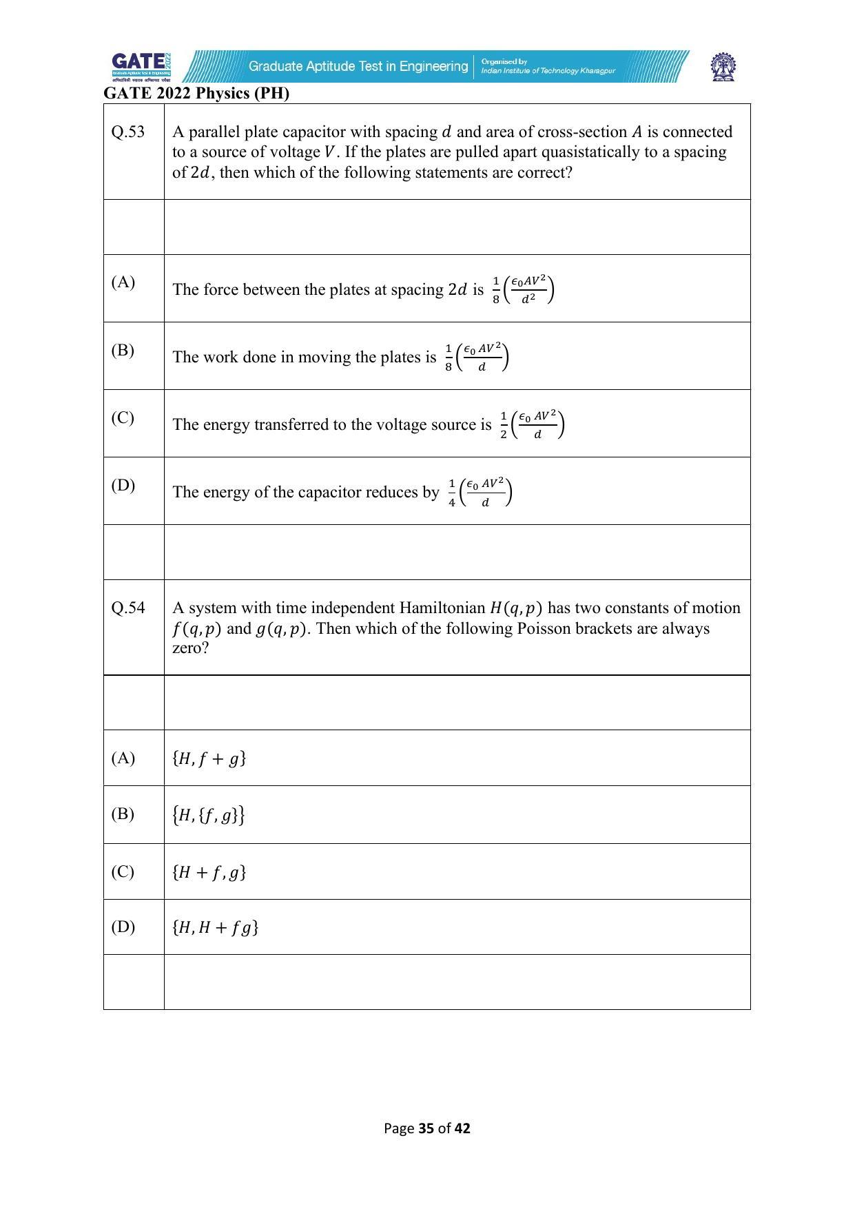 GATE 2022 Physics (PH) Question Paper - Page 35