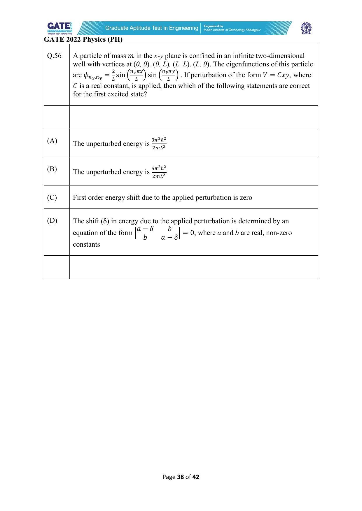 GATE 2022 Physics (PH) Question Paper - Page 38