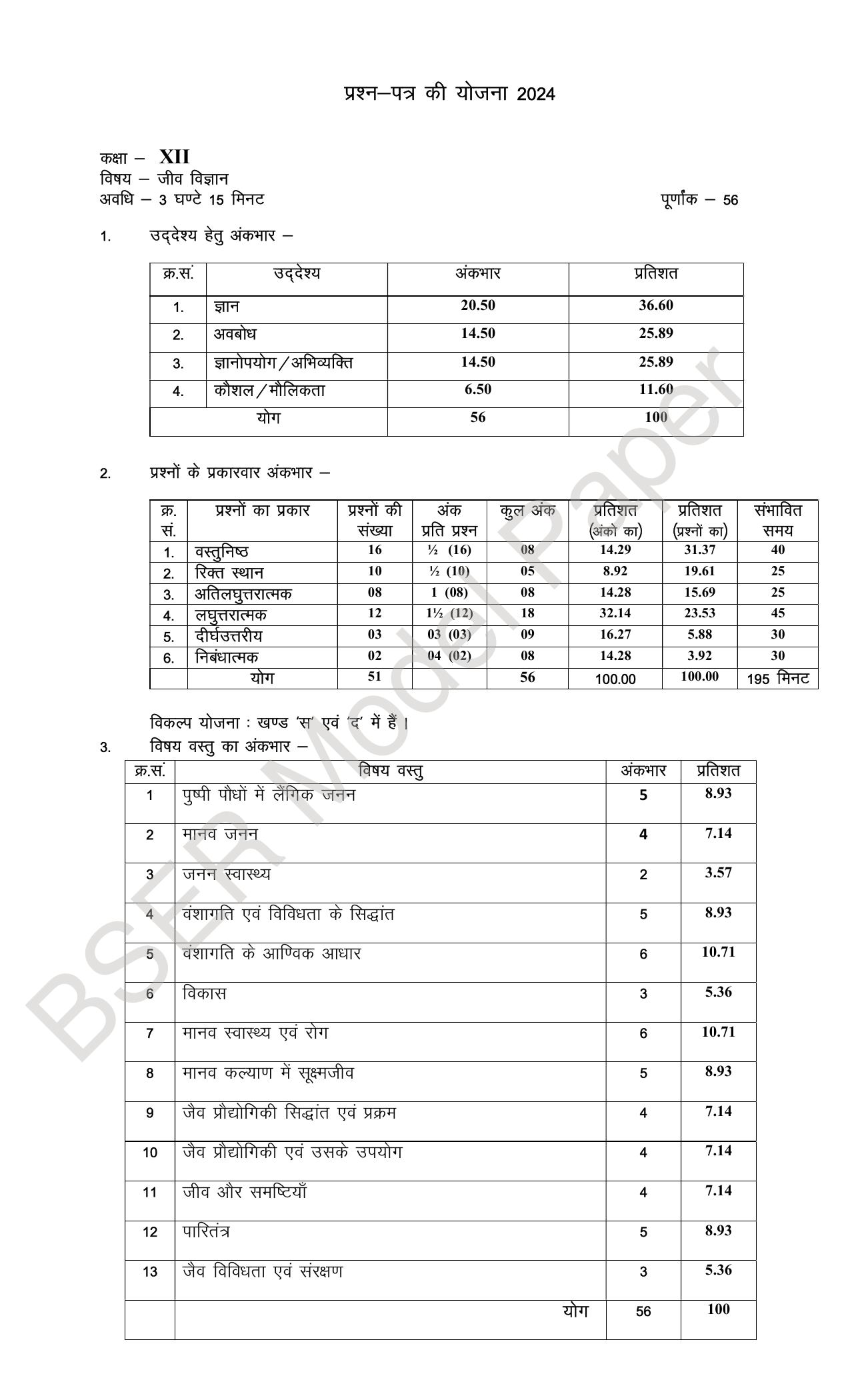RBSE 2024 Sr Secondary (Science) Model Question Paper - Page 43