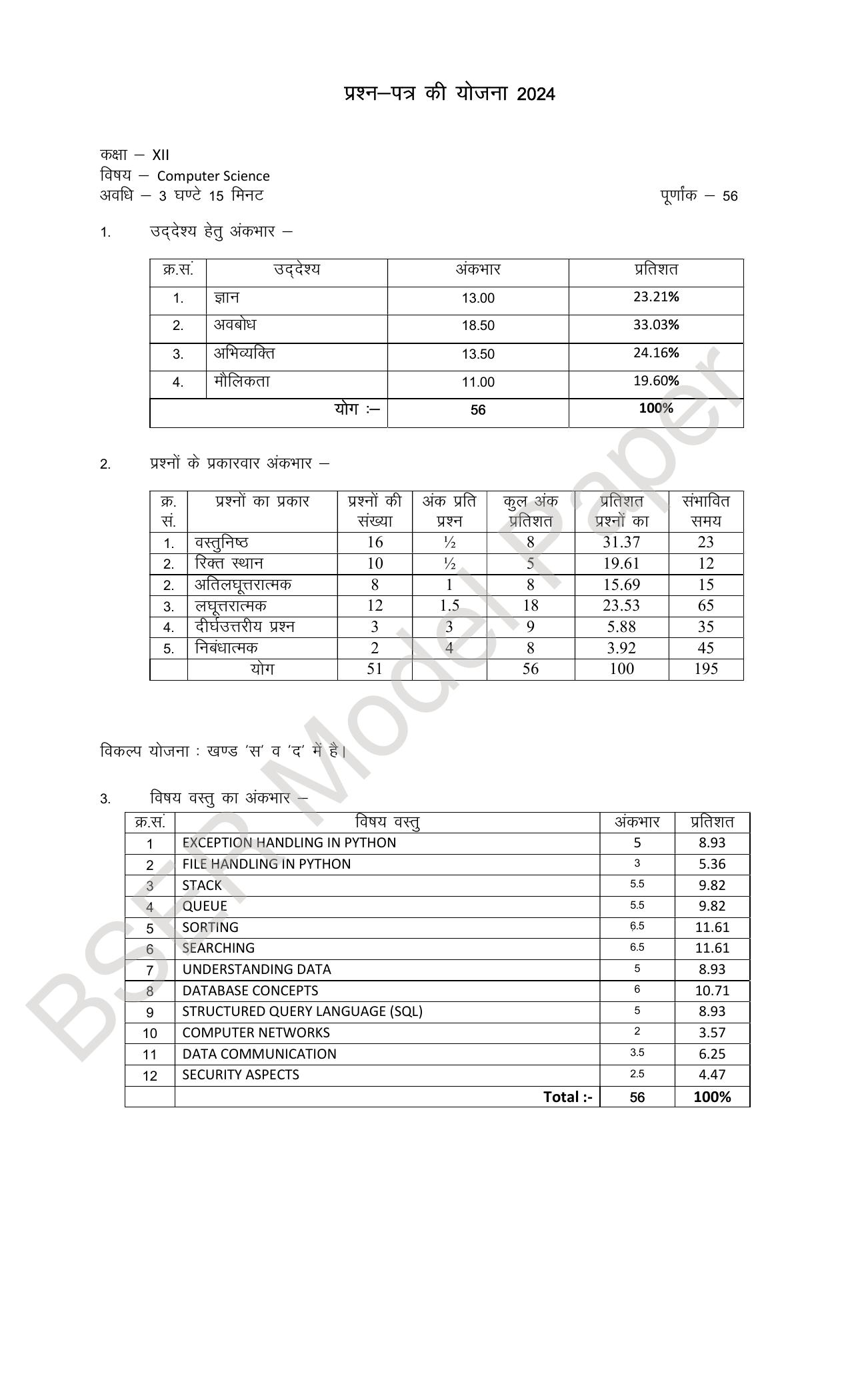 RBSE 2024 Sr Secondary (Science) Model Question Paper - Page 55