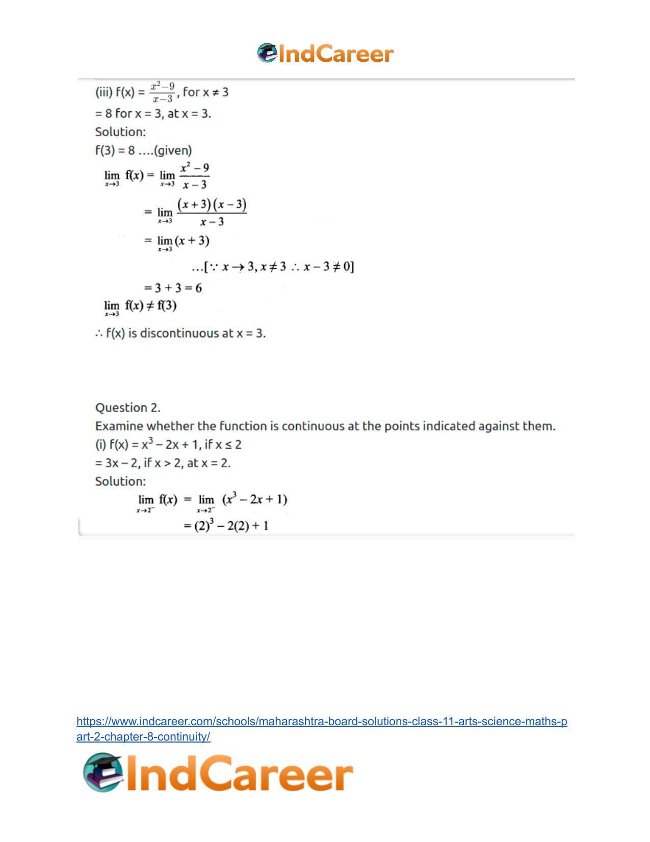 Maharashtra Board Solutions Class 11-Arts & Science Maths (Part 2): Chapter 8- Continuity - Page 4