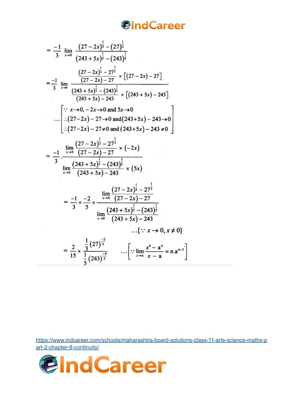 Maharashtra Board Solutions Class 11-Arts & Science Maths (Part 2): Chapter 8- Continuity - Page 13