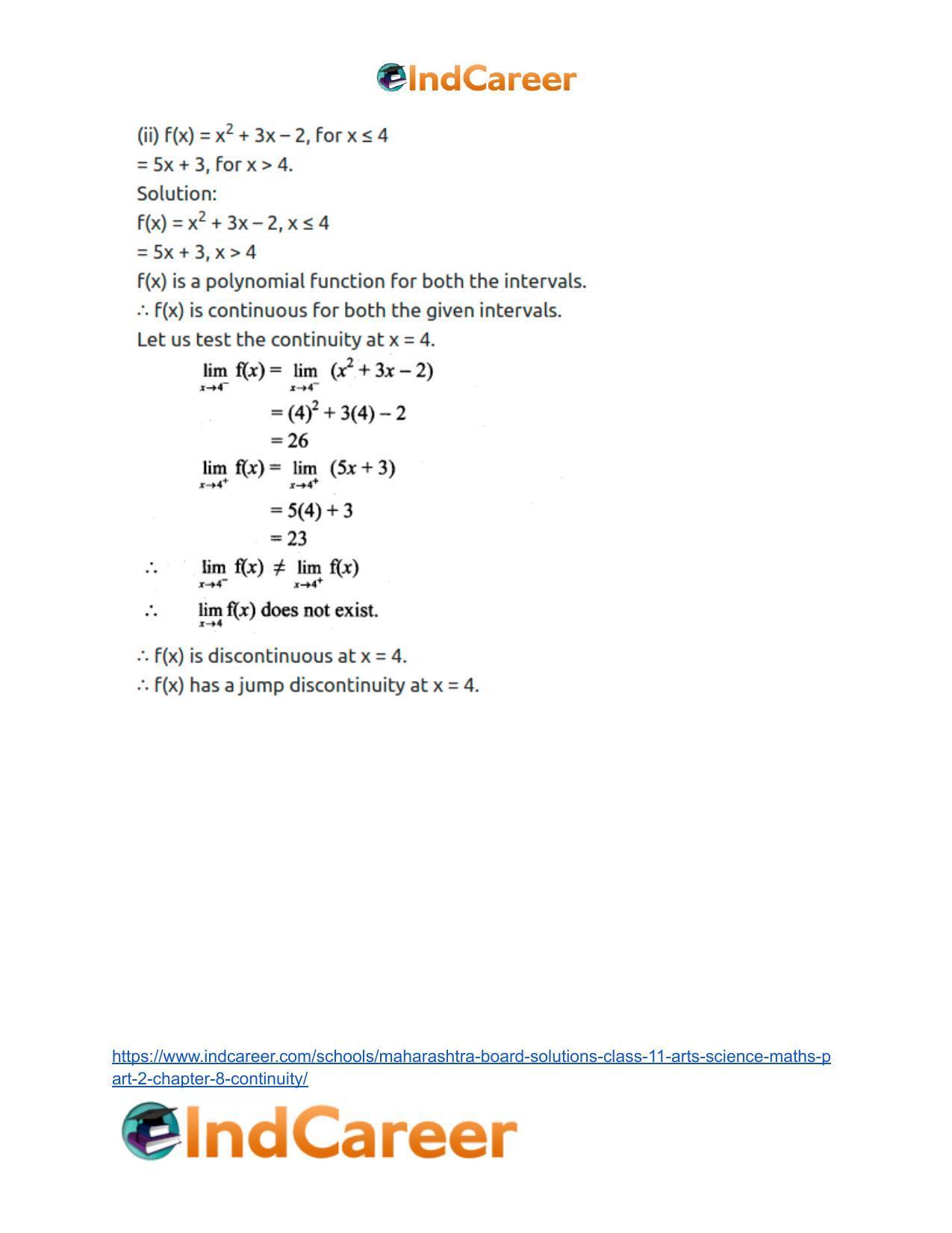 Maharashtra Board Solutions Class 11-Arts & Science Maths (Part 2): Chapter 8- Continuity - Page 16