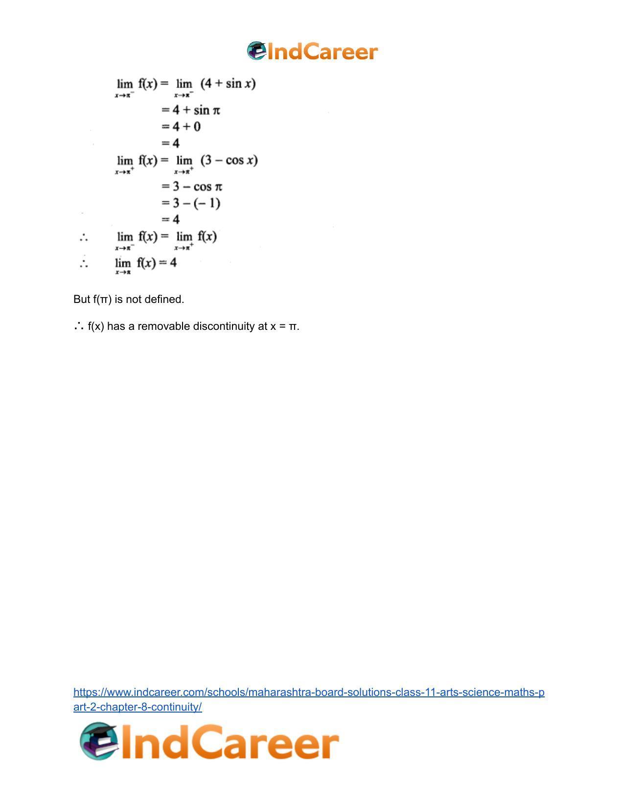 Maharashtra Board Solutions Class 11-Arts & Science Maths (Part 2): Chapter 8- Continuity - Page 18