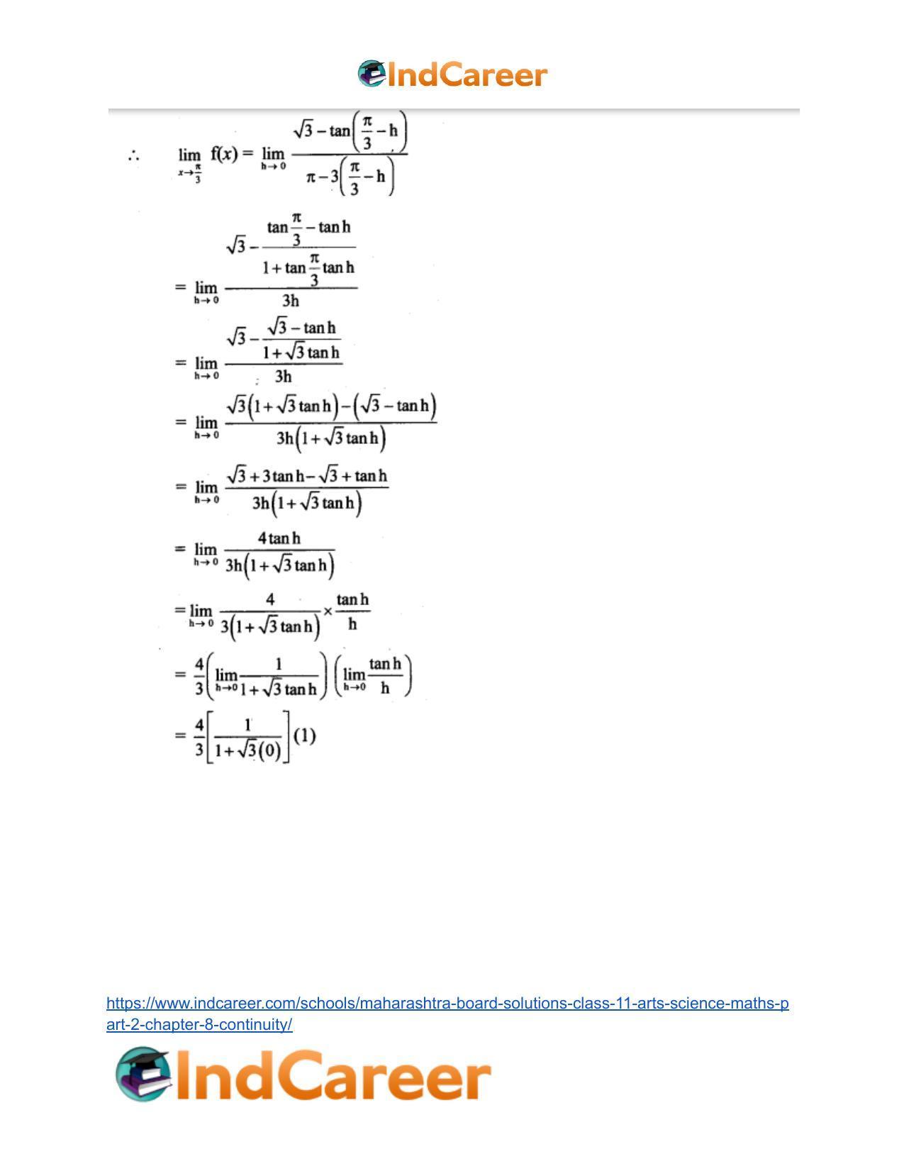 Maharashtra Board Solutions Class 11-Arts & Science Maths (Part 2): Chapter 8- Continuity - Page 23