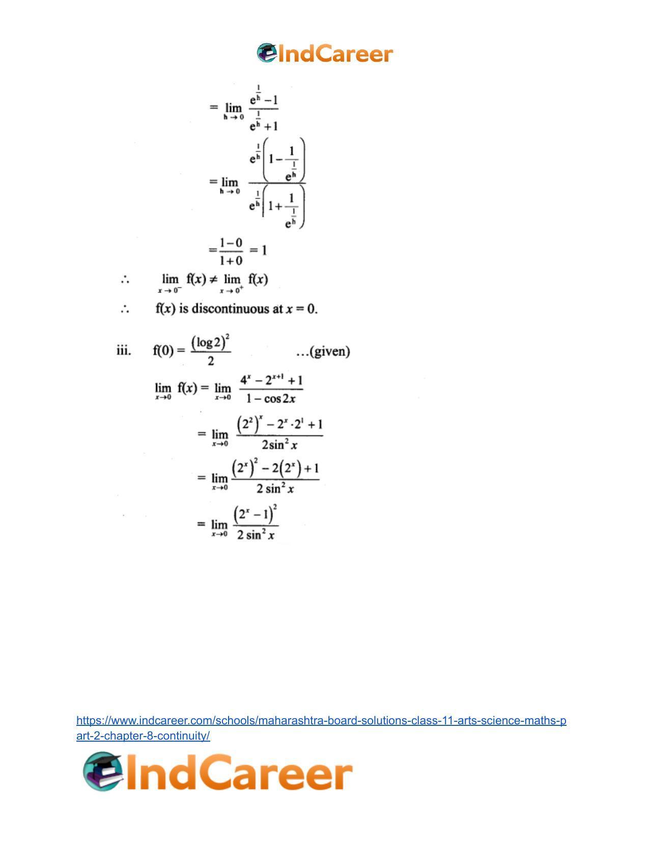 Maharashtra Board Solutions Class 11-Arts & Science Maths (Part 2): Chapter 8- Continuity - Page 25
