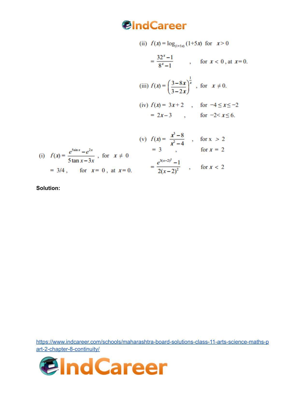 Maharashtra Board Solutions Class 11-Arts & Science Maths (Part 2): Chapter 8- Continuity - Page 27