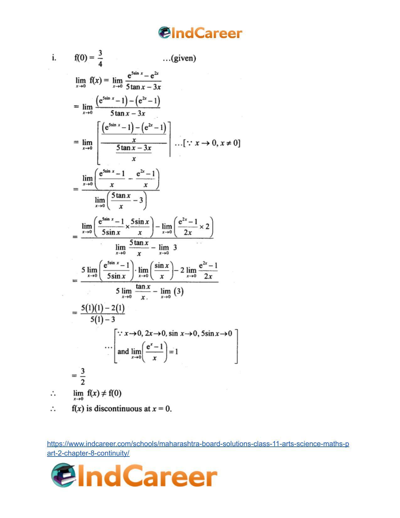 Maharashtra Board Solutions Class 11-Arts & Science Maths (Part 2): Chapter 8- Continuity - Page 28