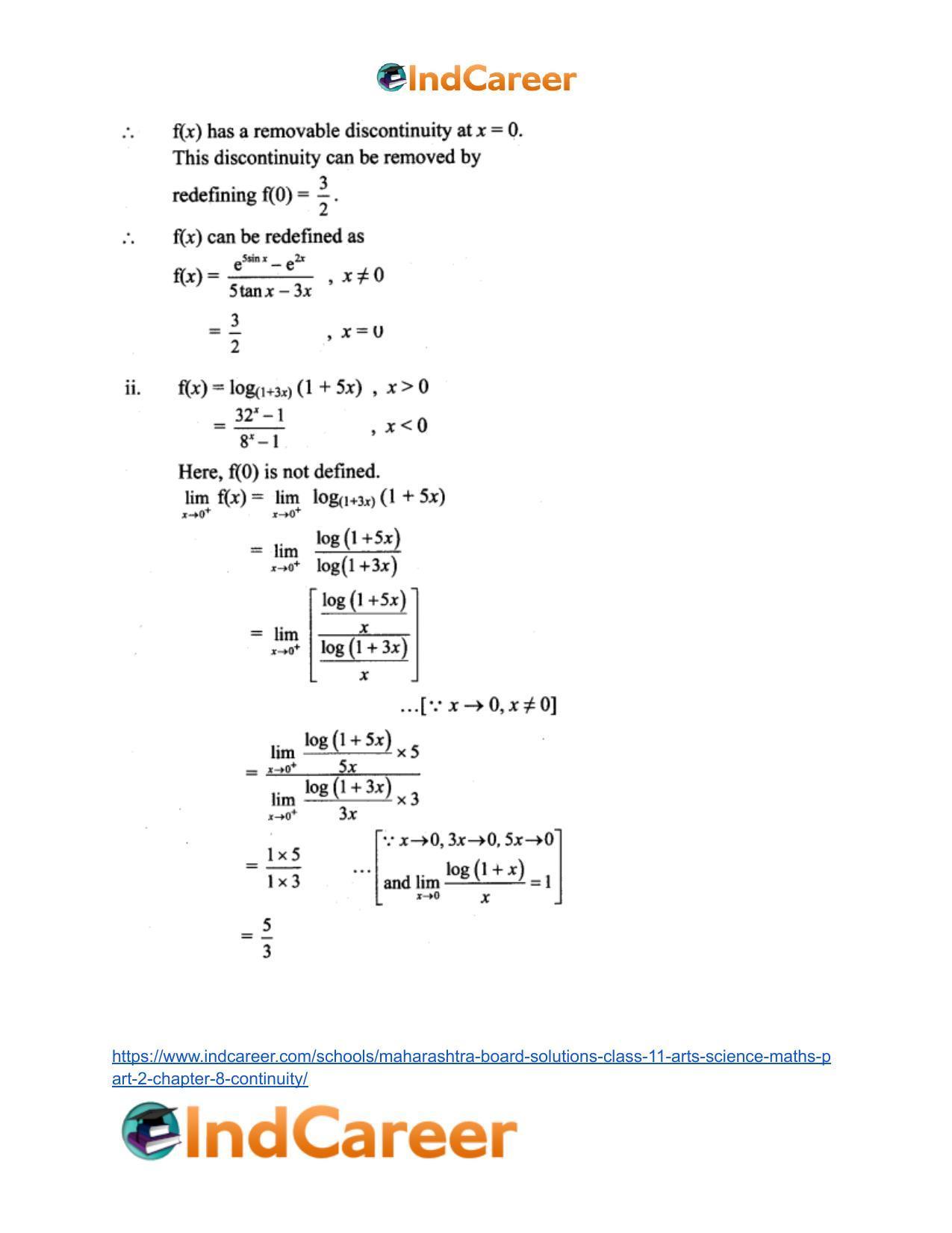 Maharashtra Board Solutions Class 11-Arts & Science Maths (Part 2): Chapter 8- Continuity - Page 29