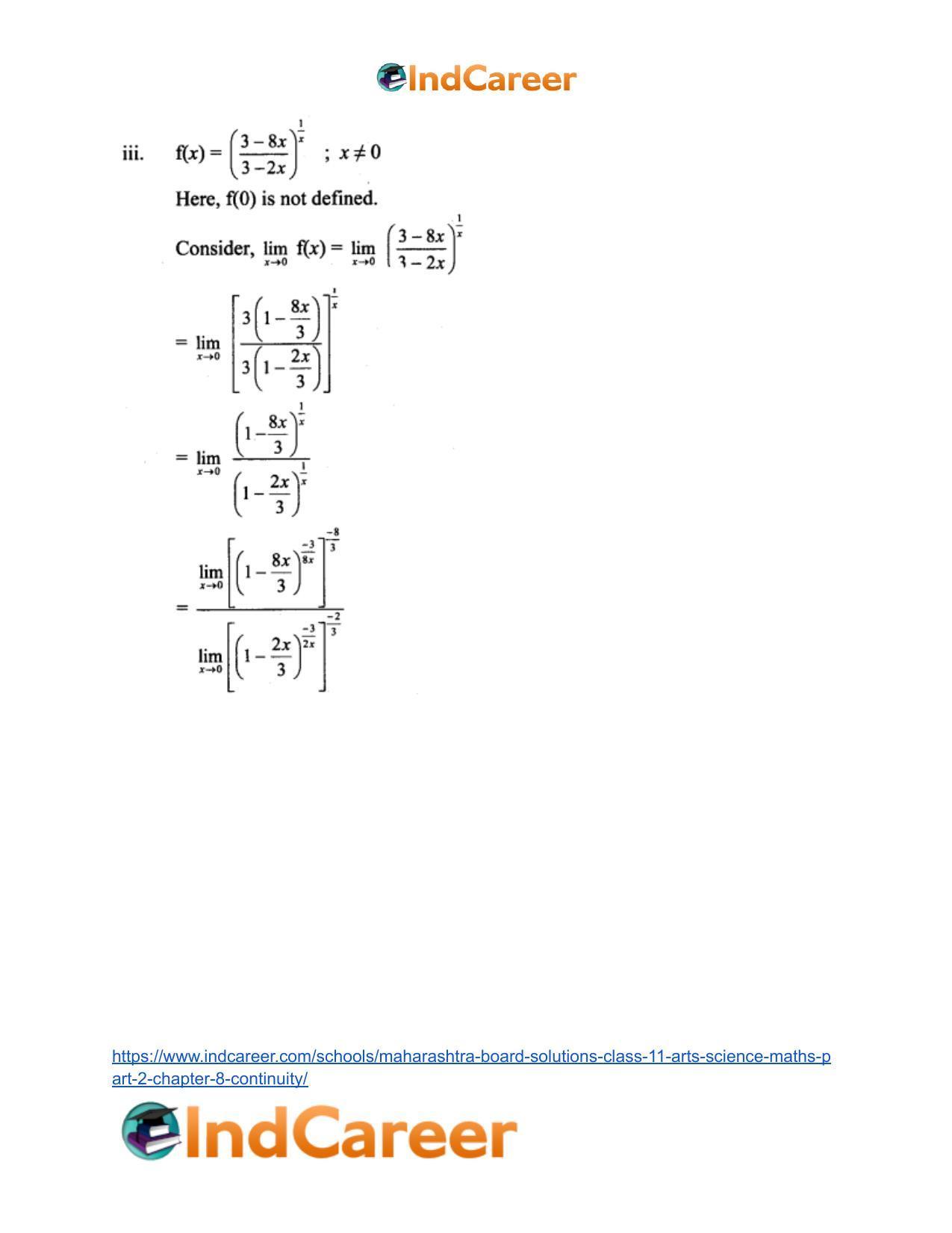 Maharashtra Board Solutions Class 11-Arts & Science Maths (Part 2): Chapter 8- Continuity - Page 31