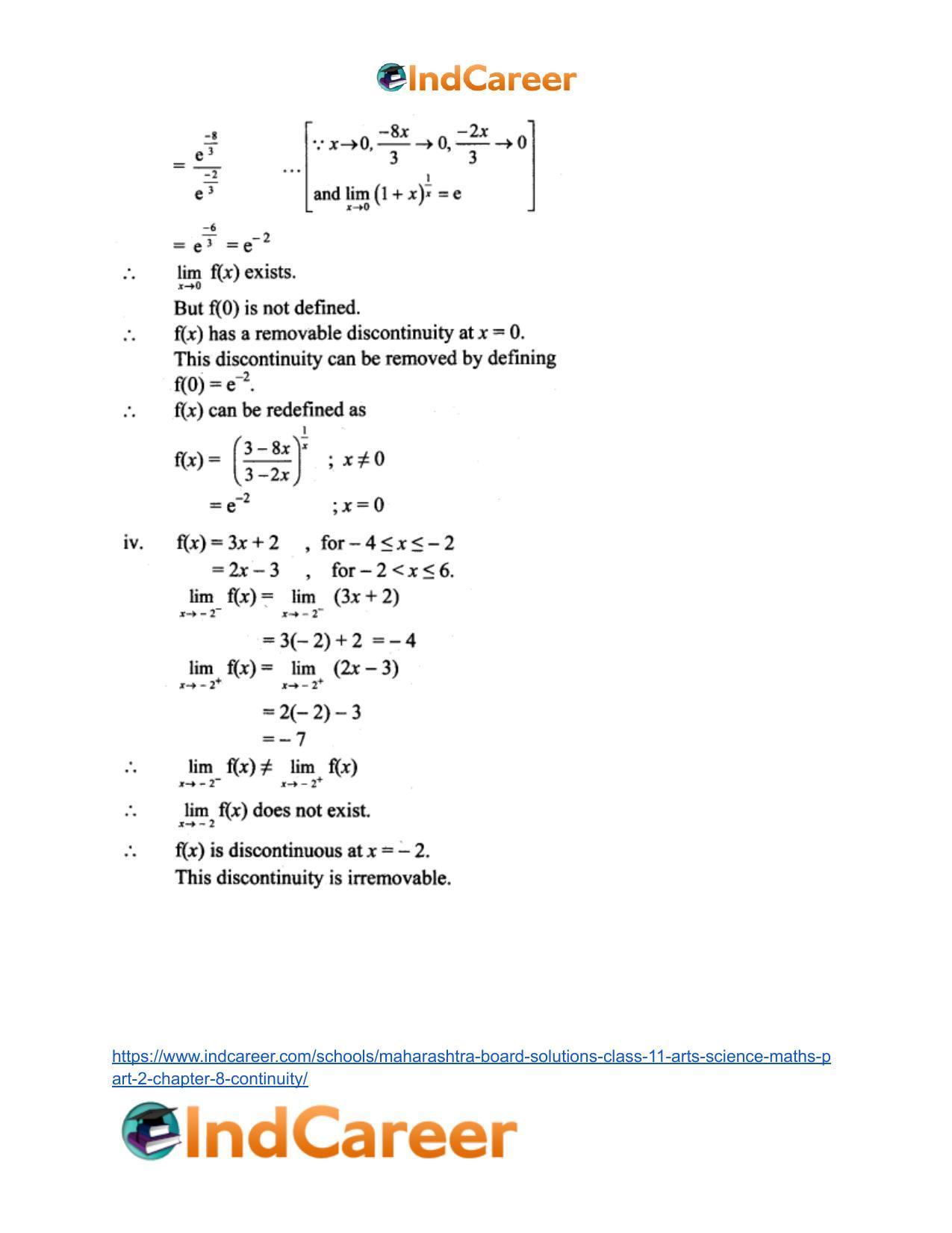 Maharashtra Board Solutions Class 11-Arts & Science Maths (Part 2): Chapter 8- Continuity - Page 32