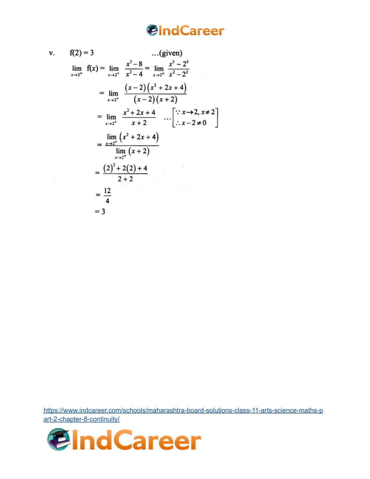 Maharashtra Board Solutions Class 11-Arts & Science Maths (Part 2): Chapter 8- Continuity - Page 33