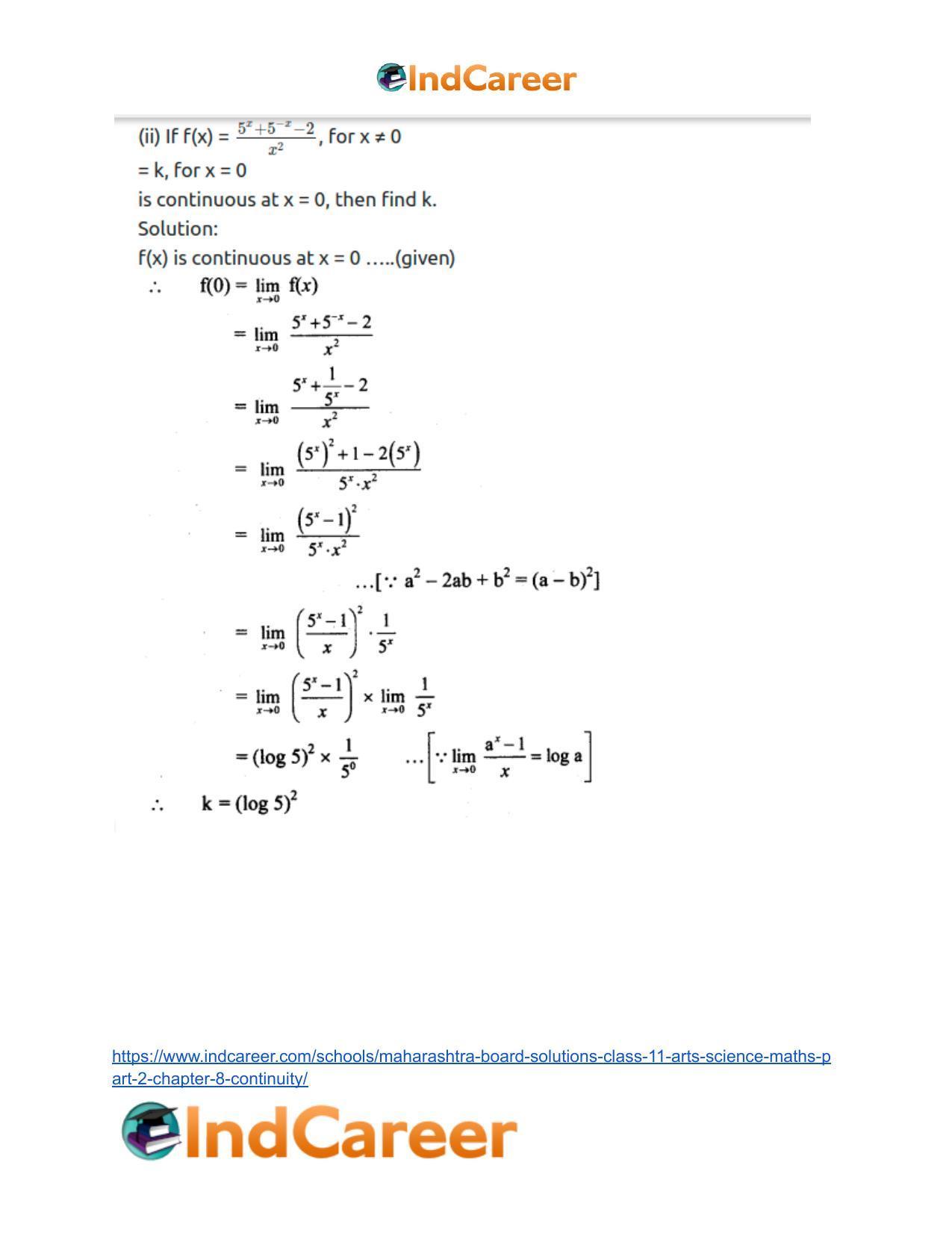 Maharashtra Board Solutions Class 11-Arts & Science Maths (Part 2): Chapter 8- Continuity - Page 40