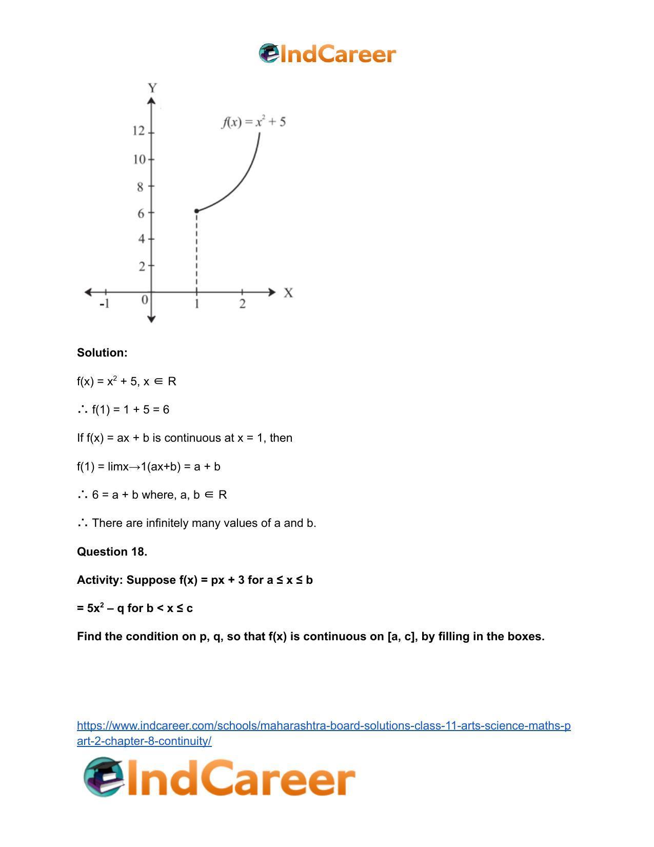Maharashtra Board Solutions Class 11-Arts & Science Maths (Part 2): Chapter 8- Continuity - Page 50