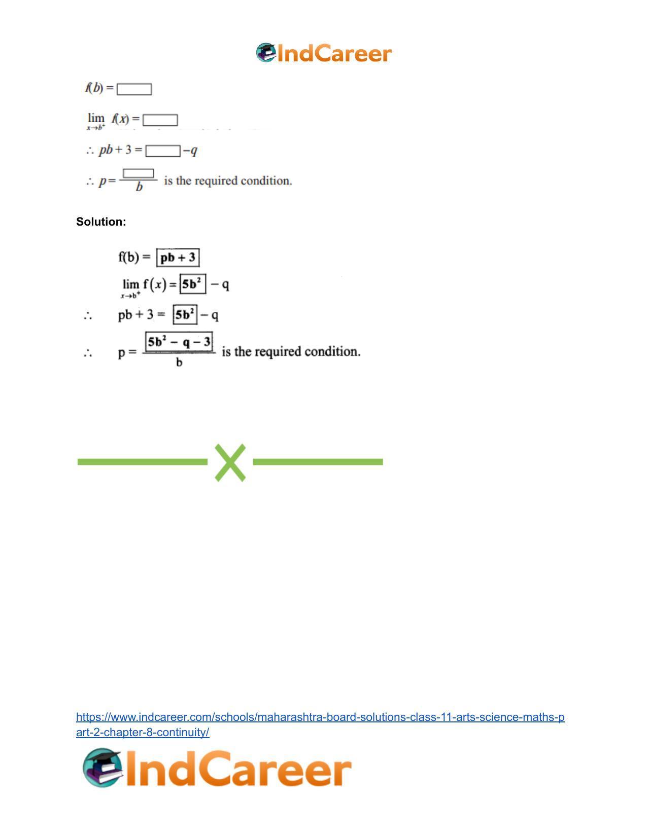 Maharashtra Board Solutions Class 11-Arts & Science Maths (Part 2): Chapter 8- Continuity - Page 51