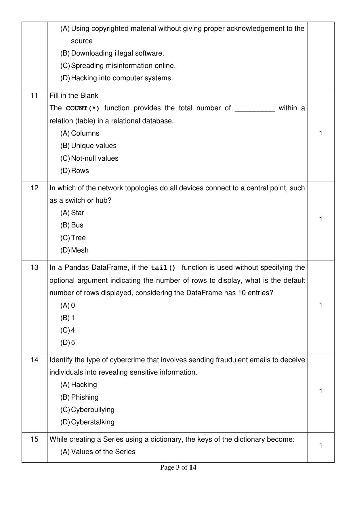 CBSE Class 12 Informatics Practices Sample Question Paper 2024-25 - Page 3