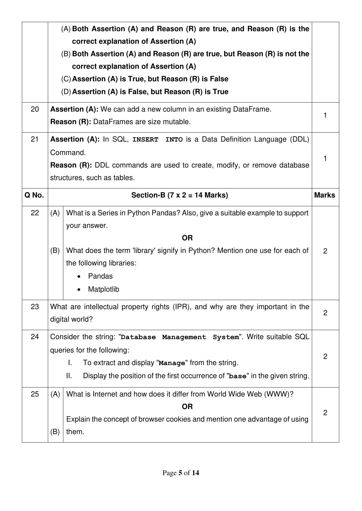 CBSE Class 12 Informatics Practices Sample Question Paper 2024-25 - Page 5