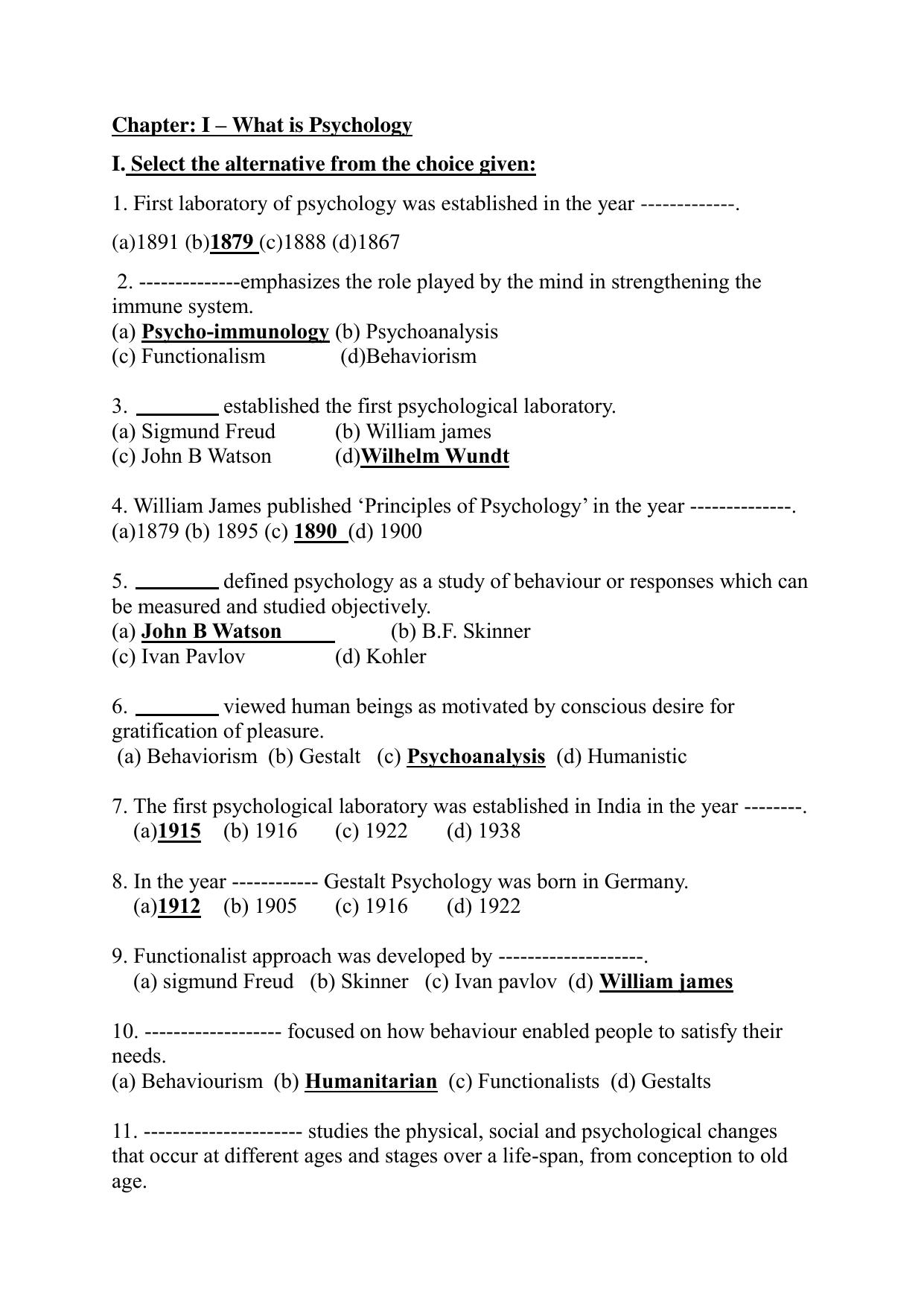 Karnataka 1st PUC Question Bank 2025 - Psychology English - Page 2
