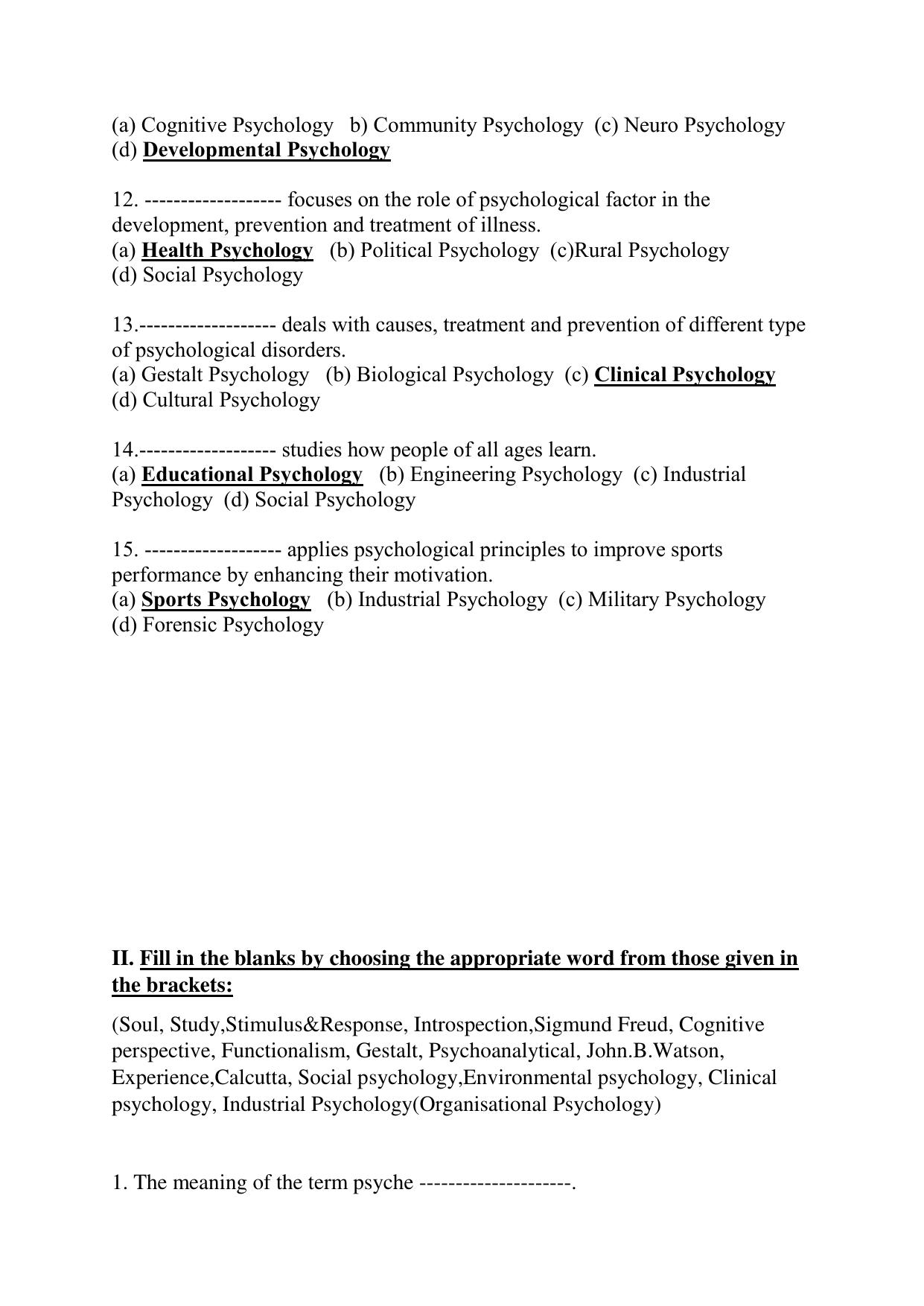 Karnataka 1st PUC Question Bank 2025 - Psychology English - Page 3