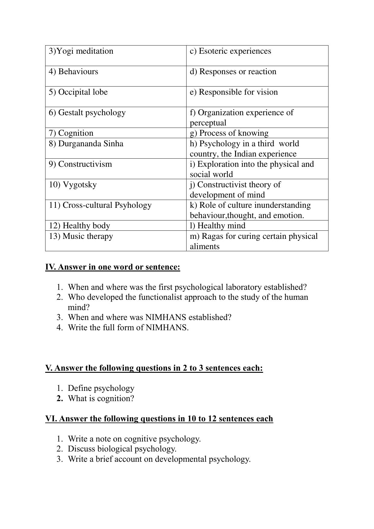 Karnataka 1st PUC Question Bank 2025 - Psychology English - Page 5