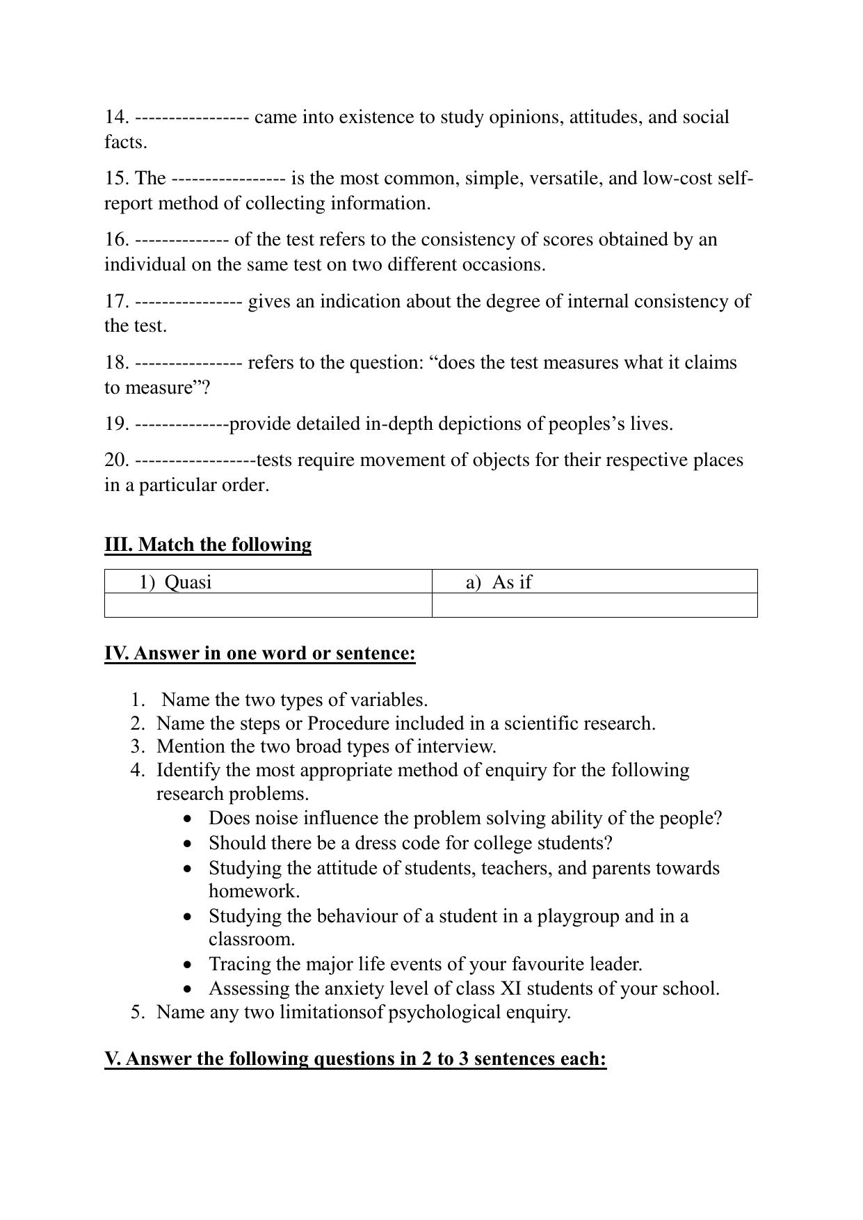 Karnataka 1st PUC Question Bank 2025 - Psychology English - Page 9