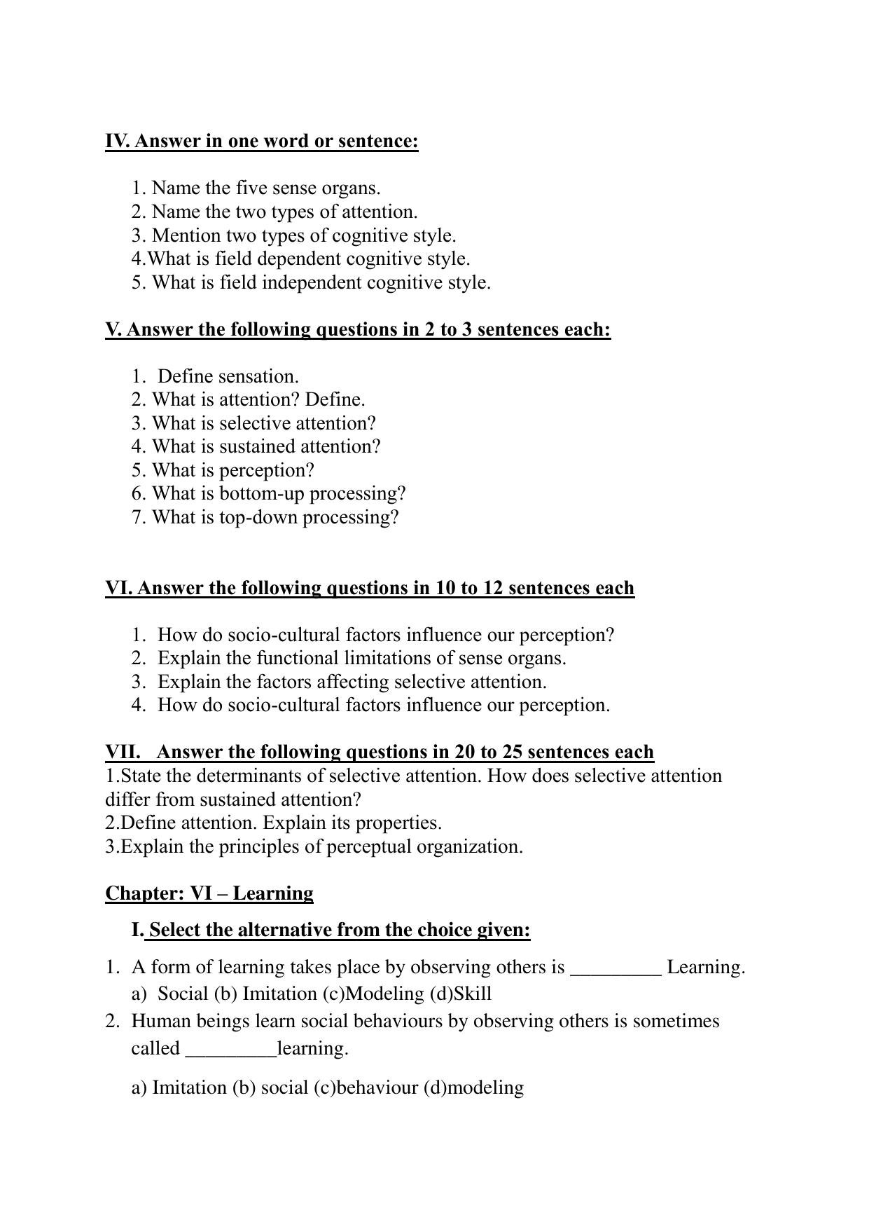 Karnataka 1st PUC Question Bank 2025 - Psychology English - Page 20