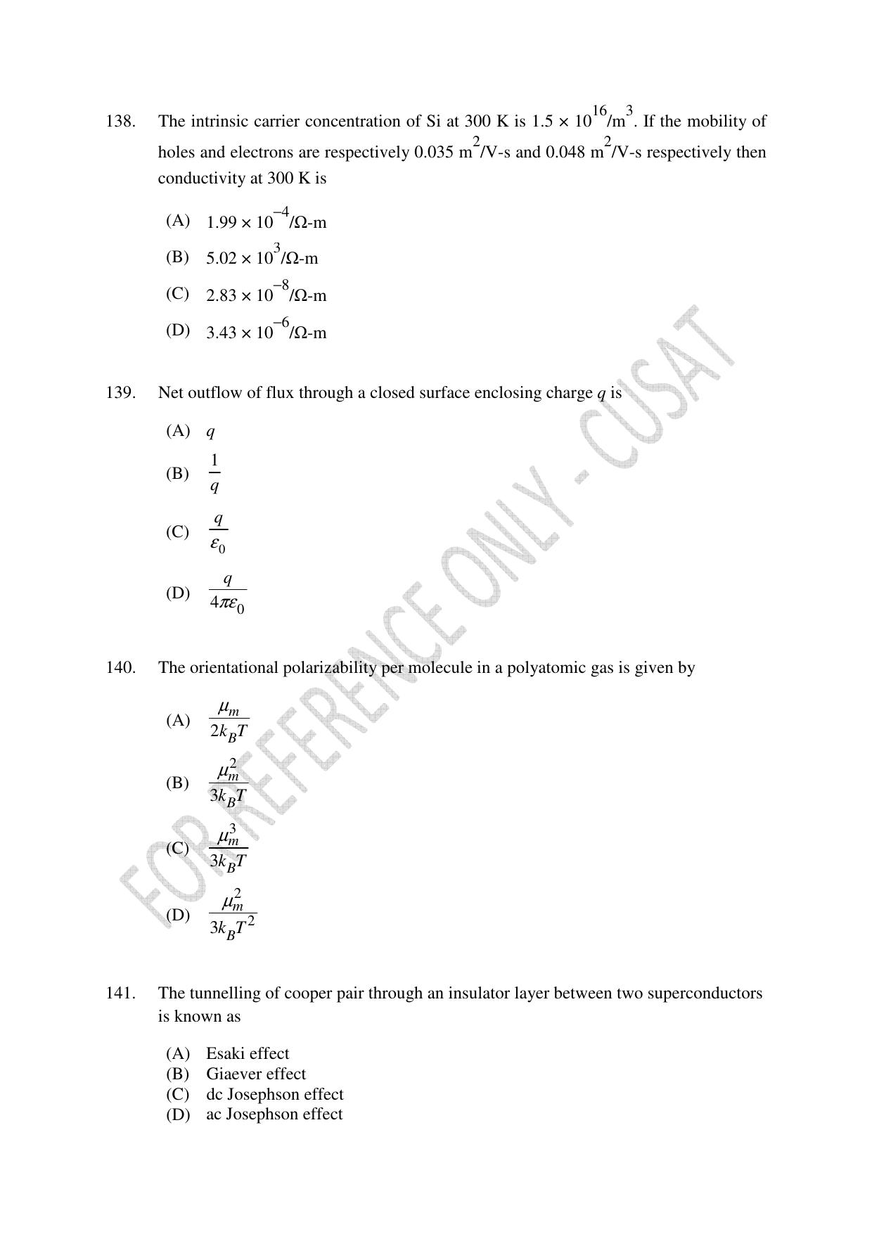 CUSAT CAT 2023 Physics PG Question Paper - Page 30