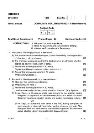Goa Board Class 12 Community Health Nursing - II  Voc 362 New Pattern (March 2018) Question Paper