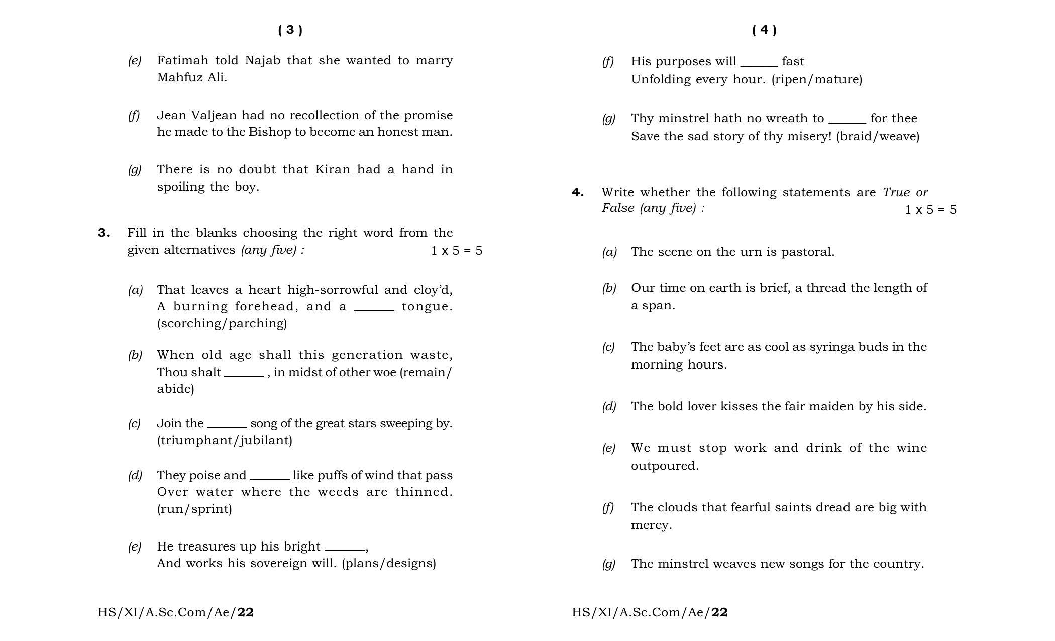 Meghalaya Board (MBOSE) Class 11 Alternative English (theory) 2022 Question Paper - Page 2