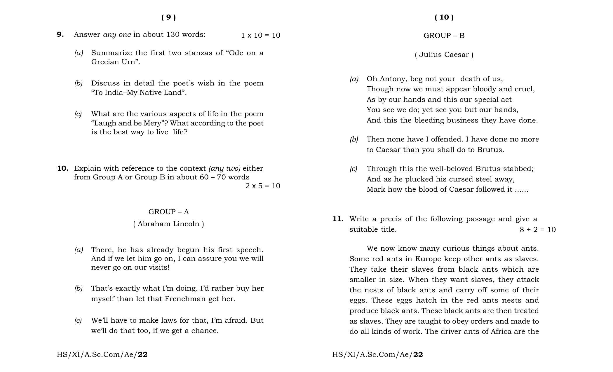 Meghalaya Board (MBOSE) Class 11 Alternative English (theory) 2022 Question Paper - Page 5
