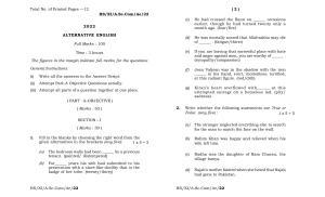 Meghalaya Board (MBOSE) Class 11 Alternative English (theory) 2022 Question Paper