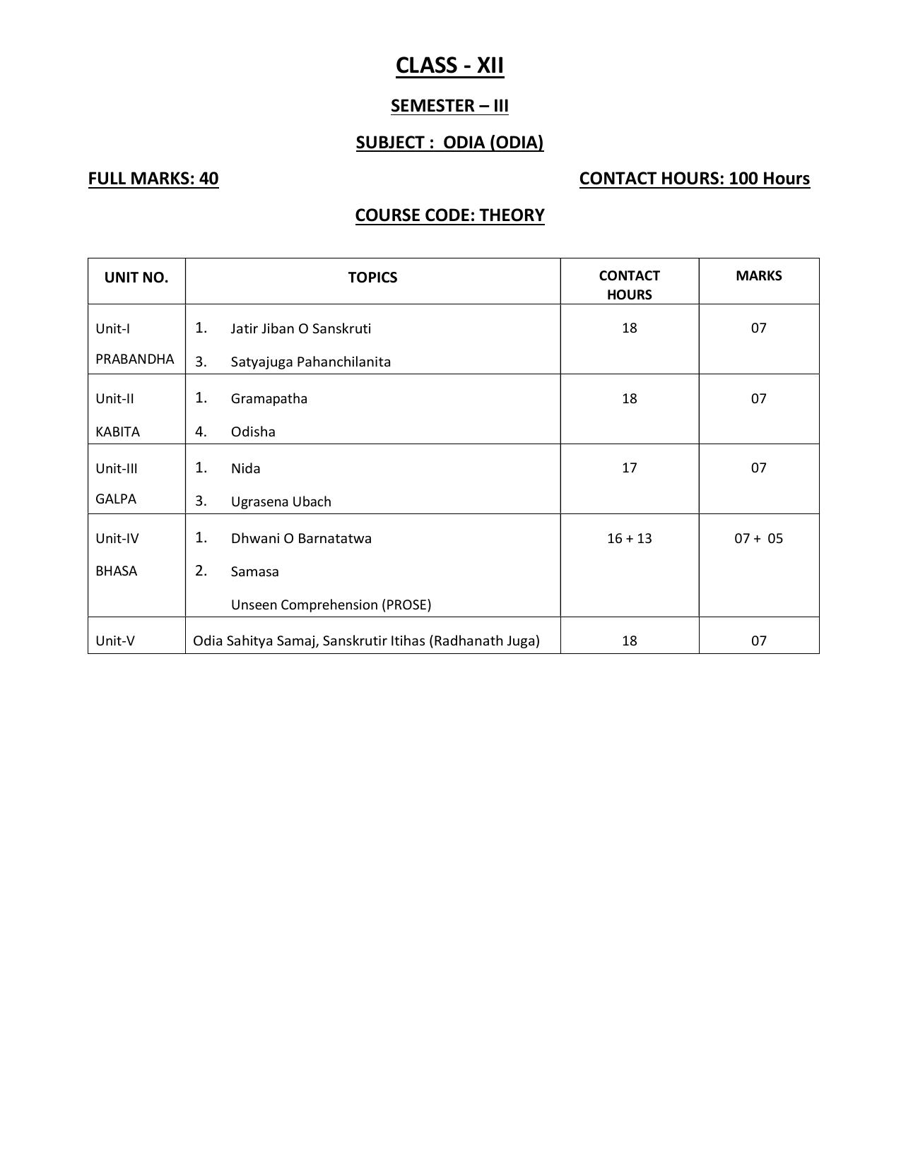 WBCHSE Class 11 & 12 Syllabus for Odia (ODIA) (Language) - Page 4
