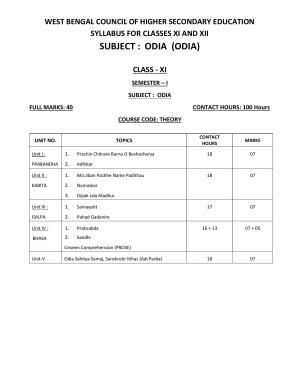 WBCHSE Class 11 & 12 Syllabus for Odia (ODIA) (Language)