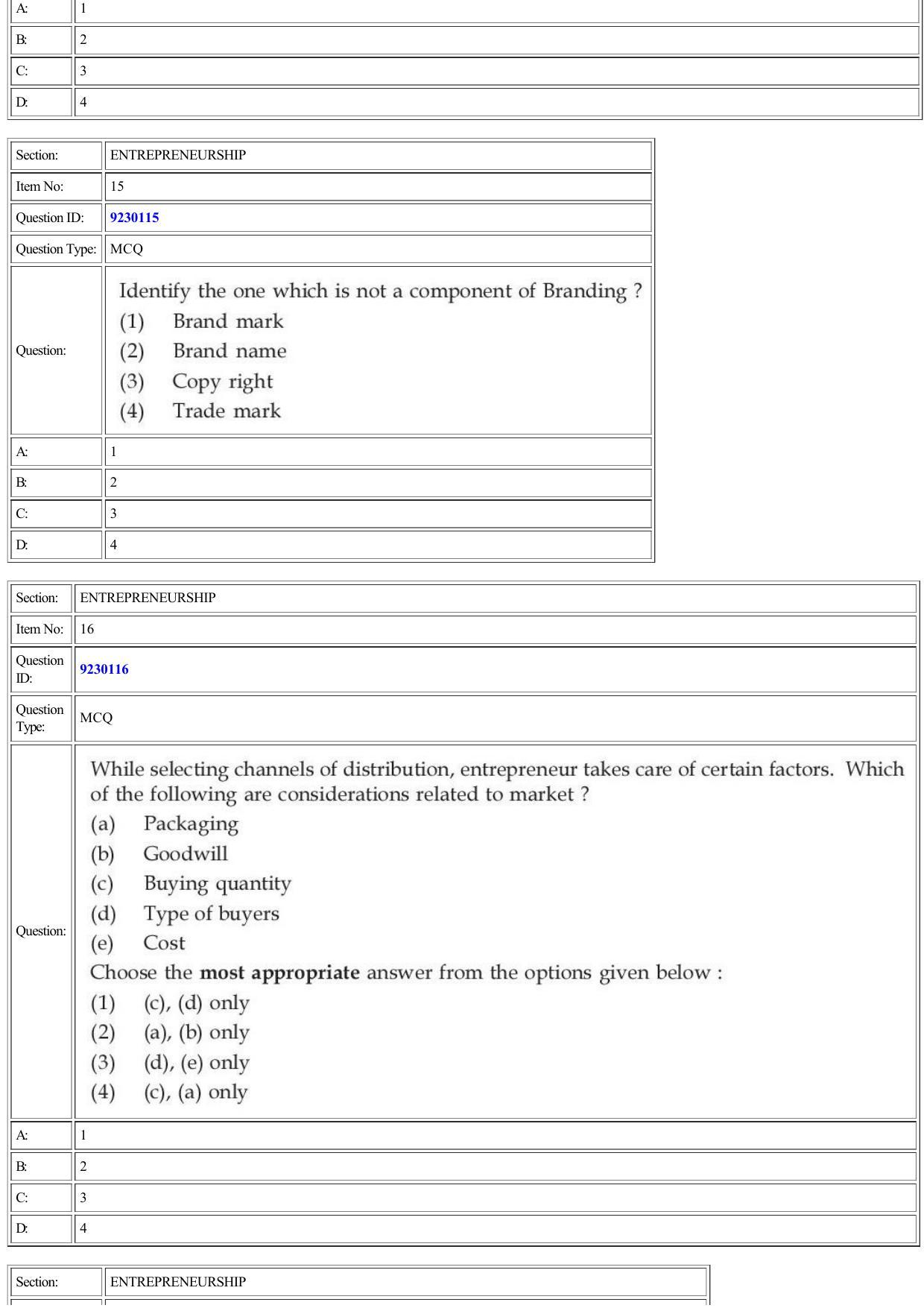 CUET 2022 Question Paper of Entrepreneurship - Page 7
